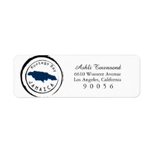 Blue Jamaica Map Customise Your Text Return Address Label