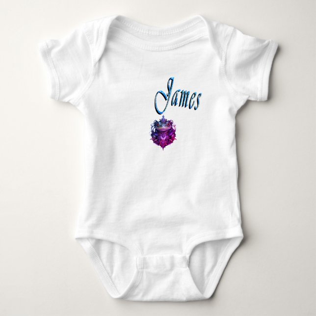 Blue James Name Baby Bodysuit (Front)