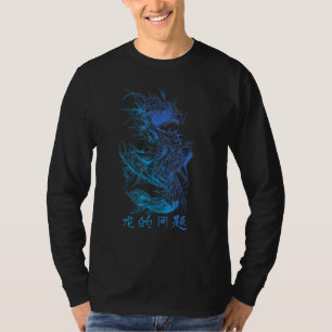 Blue Japanese Asian Chinese Dragon Aesthetic Soft T-Shirt