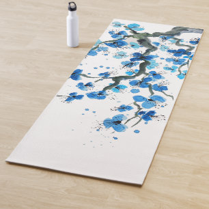 Blue Japanese Blossoms Yoga Mat