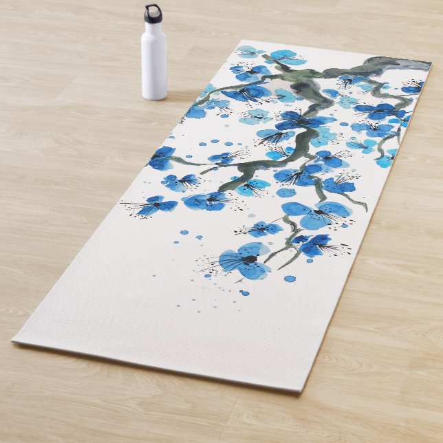 Blue Japanese Blossoms Yoga Mat (In Situ)