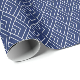 Blue Japanese geometric seamless pattern Wrapping Paper