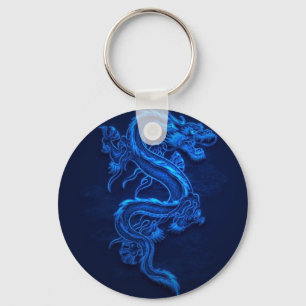 BLUE JAPANESE NEON DRAGON KEY RING