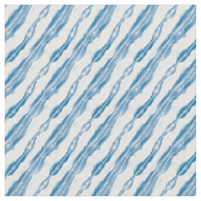 Blue Japanese Shibori-Style Watercolor Print Fabric (Close Up)