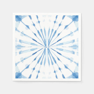 Blue Japanese Shibori sunburst tie dye pattern Napkin