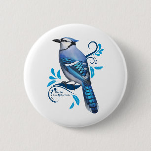 Blue Jay 6 Cm Round Badge