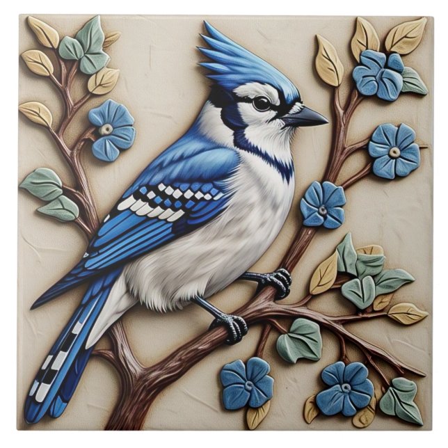 Blue Jay - Art And Crafts Ceramic Tile (Front)