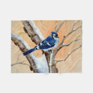 Blue Jay At Sunset Fleece Blanket