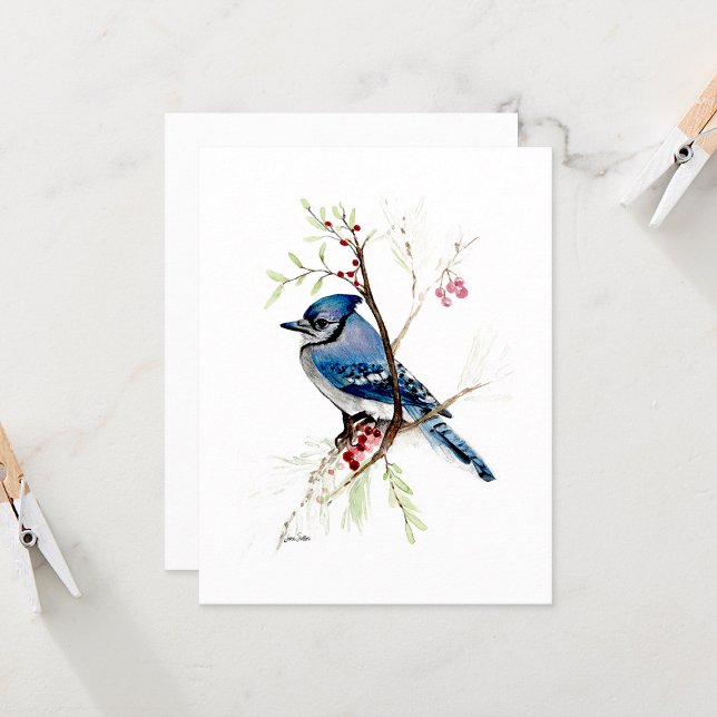 Blue Jay Beautiful Watercolor Note Card (Blue Jay Beautiufl Watercolor Note Card by Jenn Steffen Art)