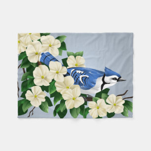 Blue Jay Bird Art On Gifts Fleece Blanket