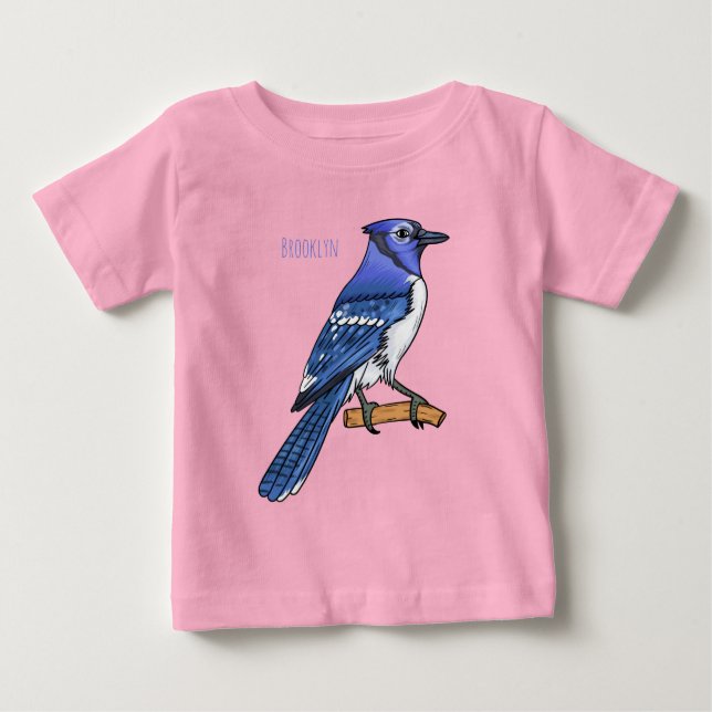 Blue jay bird cartoon illustration baby T-Shirt (Front)