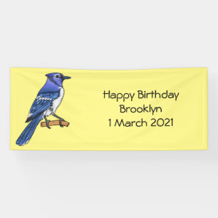 Blue jay bird cartoon illustration  banner