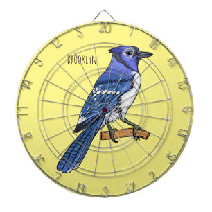 Blue jay bird cartoon illustration dartboard