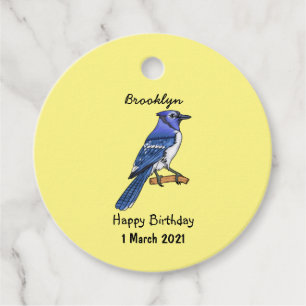Blue jay bird cartoon illustration favour tags