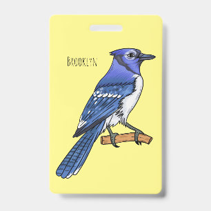 Blue jay bird cartoon illustration ID badge