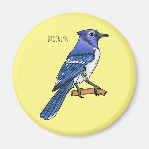 Blue jay bird cartoon illustration magnet