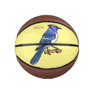 Blue jay bird cartoon illustration mini basketball
