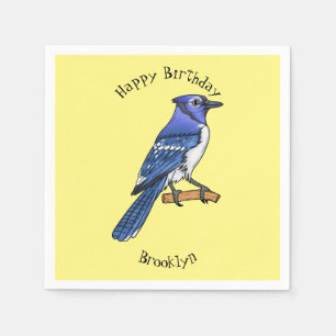 Blue jay bird cartoon illustration napkin