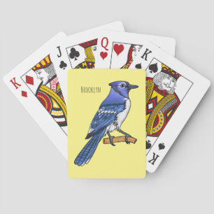 Blue jay bird cartoon illustration playing cards