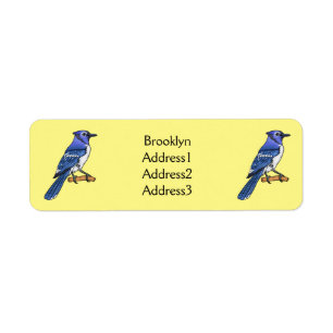 Blue jay bird cartoon illustration return address label
