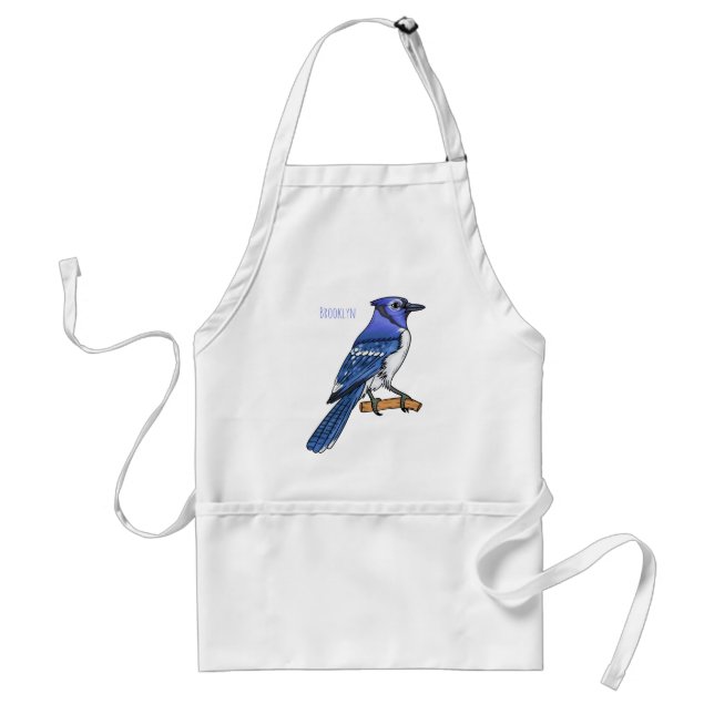 Blue jay bird cartoon illustration  standard apron (Front)