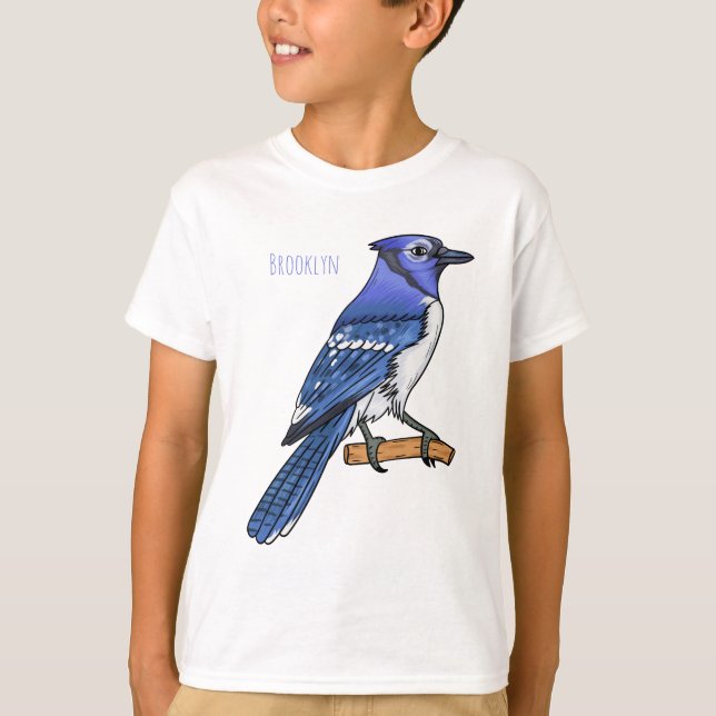 Blue jay bird cartoon illustration  T-Shirt (Front)