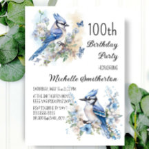 Blue Jay Bird Flowers Springtime 100th Birthday