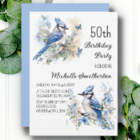 Blue Jay Bird Flowers Springtime 50th Birthday