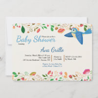 Blue Jay Bird Invitation