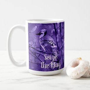 Blue Jay Bird Purple Abstract Art Personalised Coffee Mug