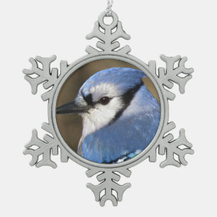 Blue Jay - Bird Snowflake Pewter Christmas Ornament