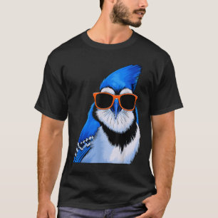 Blue Jay Bird With Sungles Birdwatching T-Shirt
