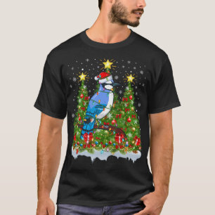 Blue Jay Bird Xmas Lights Santa Blue Jay Christmas T-Shirt