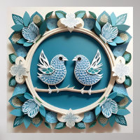 Blue Jay Birds Paper Art