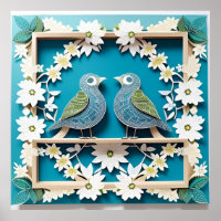 Blue Jay Birds Paper Art