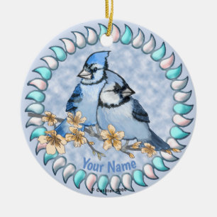Blue Jay Branch  Ceramic Ornament