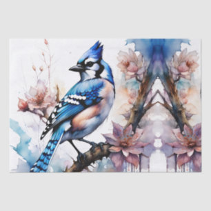 Blue Jay Cherry Blossoms watercolor Tissue Paper
