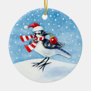 Blue Jay Christmas or Winter ornament
