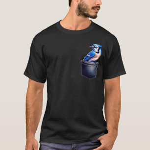 Blue Jay Cyanocitta Cristata in Pocket Bird Lover T-Shirt