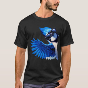 Blue Jay Cyanocitta Cristata With Sunglasses T-Shirt