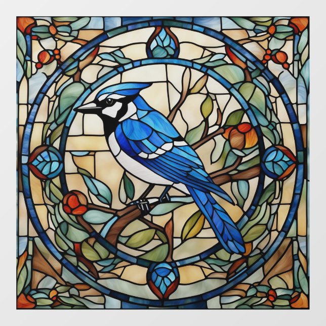Blue Jay Faux Stained Glass Bluejay Bird (Sheet)