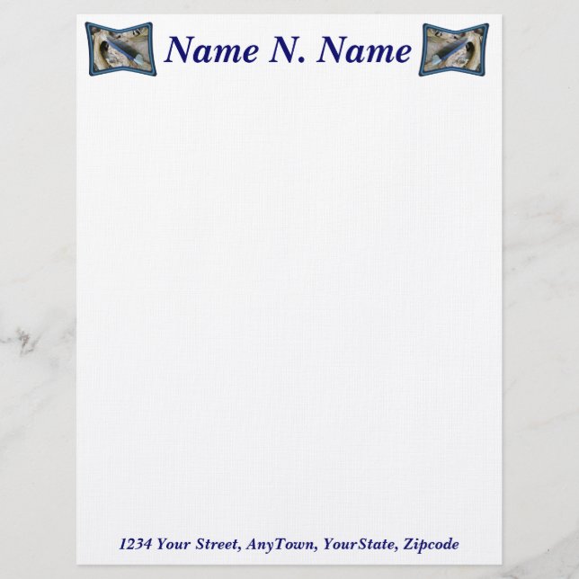 Blue Jay Feather Coordinating Items Letterhead (Front)
