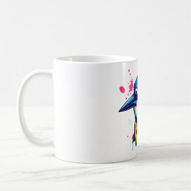Blue Jay Head Bow Tie Tee Coffee Mug (Left)