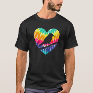 Blue Jay Heart With Tie Dye Print For Bird T-Shirt