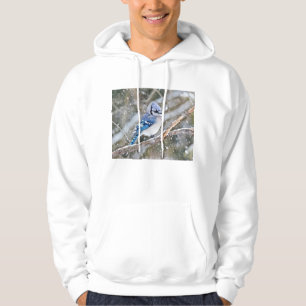 Blue Jay in a Snowstorm Hoodie