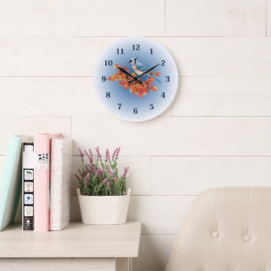 Blue Jay in Fall Colours Large Clock