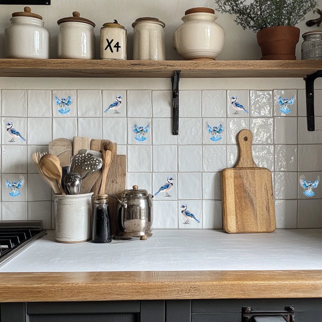 Blue Jay in flight  Ceramic Tile (Creator Uploaded)