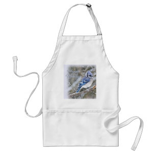 Blue Jay in Snow Christmas Holiday Standard Apron