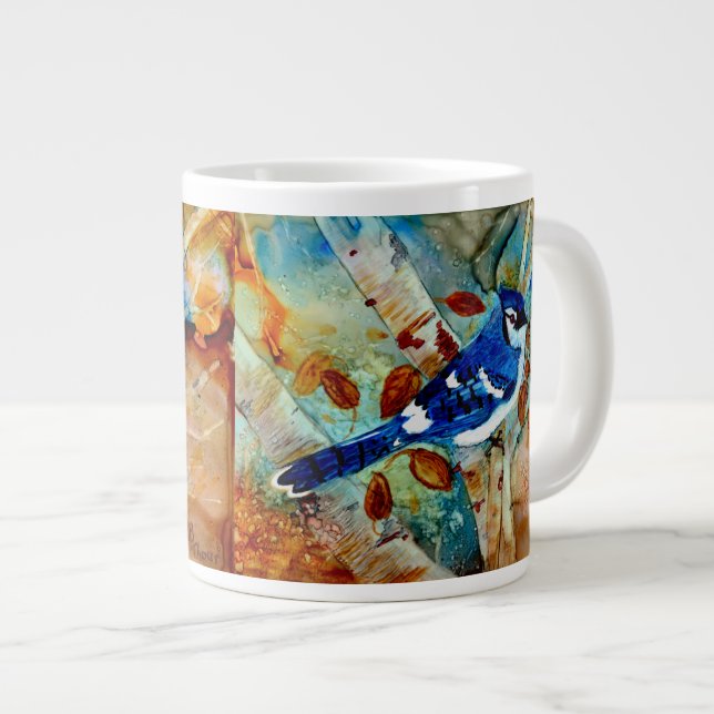 Blue Jay in the Tree Large Coffee Mug (Front Right)