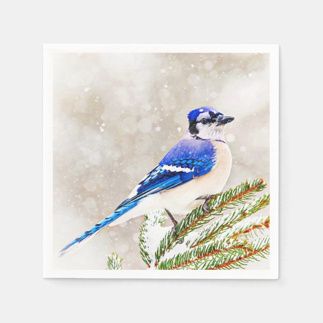 Blue Jay in Winter Napkin (Front)